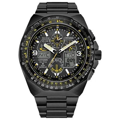 Pre-owned Citizen Promaster Skyhawk A-t Jy8120-58e Chronograph Gmt Black Dial Men's Watch