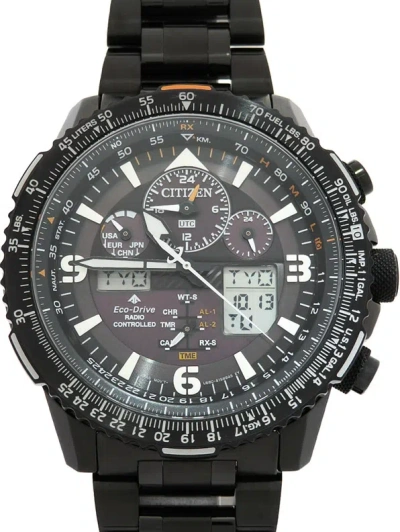 Pre-owned Citizen Promaster Skyhawk Jy8075-51e Black Dial Sapphire World Time Watch
