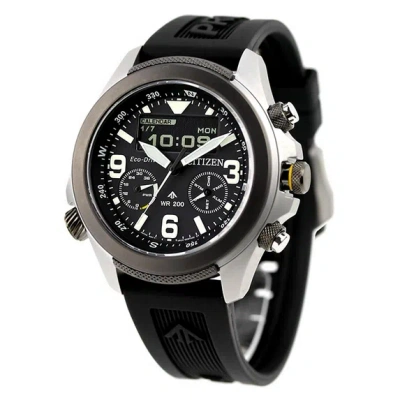 Pre-owned Citizen Promaster World Time Sapphire Black Dial Alarm Men's Watch Jv1007-07e