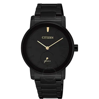 Citizen Quartz Black Dial Black-plated Ladies Watch Eq9065-50e In Black / Gold Tone