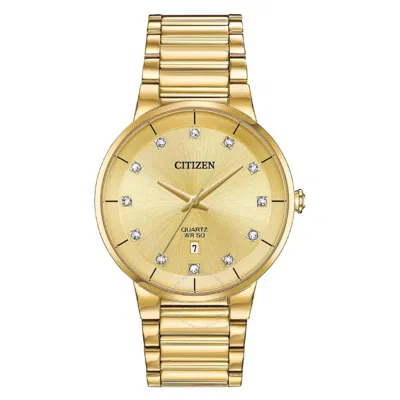 Citizen Quartz Crystal Champagne Dial Men's Watch Bi5012-53q In Champagne / Gold / Gold Tone