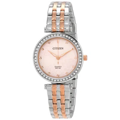 Citizen Quartz Crystal Pink Dial Ladies Watch Er0218-53x In Two Tone  / Gold Tone / Pink / Rose / Rose Gold Tone