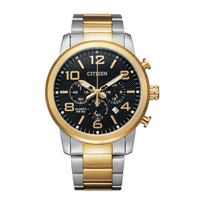 Citizen Quartz Mens Chronograph Two Tone Stainless Steel Bracelet Watch An8054-50e In Gold