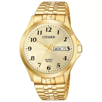Citizen Quartz Mens Gold Tone Stainless Steel Expansion Watch Bf5002-99p In Transparent