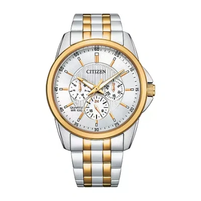 Citizen Quartz Mens Two Tone Stainless Steel Bracelet Watch Ag8346-51a In Gold