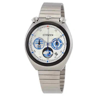 Pre-owned Citizen R2-d2 Star Wars Chronograph Quartz Silver Dial Unisex Watch An3666-51a