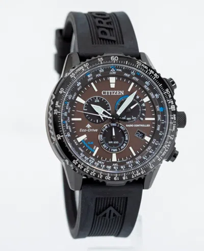 Pre-owned Citizen Eco-drive Radio Controlled Brown Dial Sapphire Crystal World Time Watch