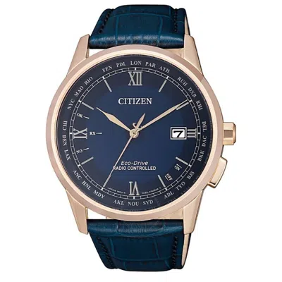Citizen Radio-controlled Perpetual Eco-drive Blue Dial Men's Watch Cb0152-24l In Pink/blue/rose Gold Tone/gold Tone