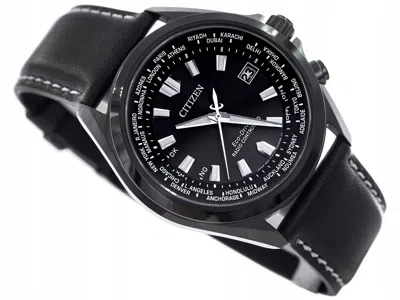 Pre-owned Citizen Radio Controlled Sapphire Cb0225-14e World Time Black Dial Men's Watch