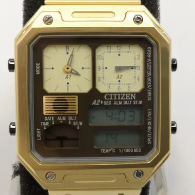 Pre-owned Citizen Record Label Jg2122-60w Gold Chronograph Men's Watch In Box
