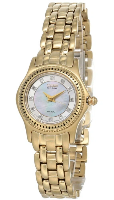 Pre-owned Citizen Riega Eco Drive Mop Dial Gold-tone Ss Women's Watch Ep5622-53d