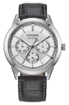 Citizen Mens Gray Leather Strap Watch Bu2110-01a In Multi