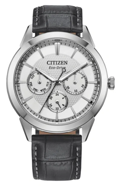 CITIZEN CITIZEN ROLAN ECO-DRIVE LEATHER STRAP WATCH, 40MM