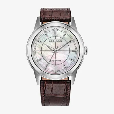 Citizen Rolan Unisex Adult Brown Leather Strap Watch Fe7130-10d