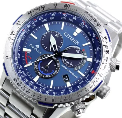 Pre-owned Citizen Promaster Sky Blue Dial Saaphire Radio Controlled Eco-drive Cb5000-50l