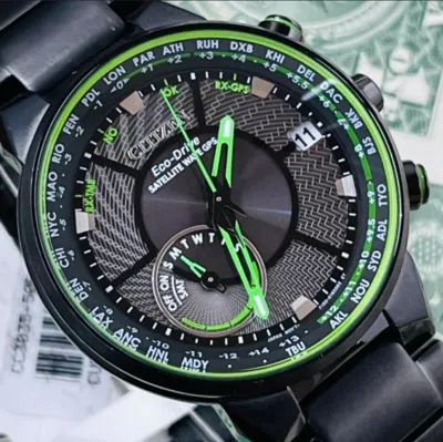 Pre-owned Citizen Satellite Wave Freedom Eco-drive Black Dial Men's Watch Cc3035-50e