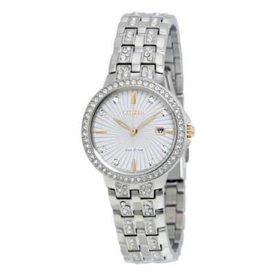 Citizen Silhouette Crystal Eco-drive Ladies Watch Ew2340-58a In Gold Tone / Rose / Rose Gold Tone / Silver / Skeleton