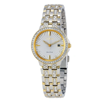Citizen Silhouette Crystal Silver Dial Ladies Watch Ew2344-57a In Gold