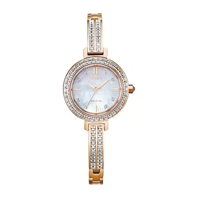 Citizen Silhouette Crystal Womens Rose Goldtone Stainless Steel Bracelet Watch Em0863-53d In Multi