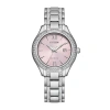 Citizen Silhouette Womens Crystal Accent Silver Tone Stainless Steel Bracelet Watch Fe1230-51x In Metallic