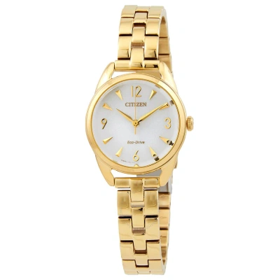 Citizen Silver Dial Eco-drive Ladies Watch Em0682-74a In Gold Tone / Silver