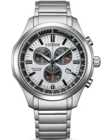 Pre-owned Citizen Silver Mens Chronograph Watch At2530-85a