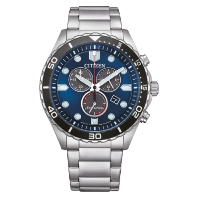 Pre-owned Citizen Silver Mens Chronograph Watch Of Sporty Aqua At2560-84l