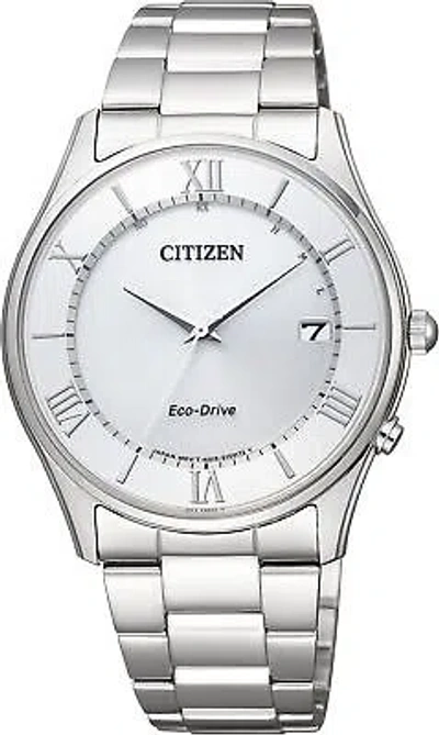 Pre-owned Citizen Simple Adjust E Lairon Eve Radio Watch Thin As1060-54a Men's Watch In Dial Color - White Silver