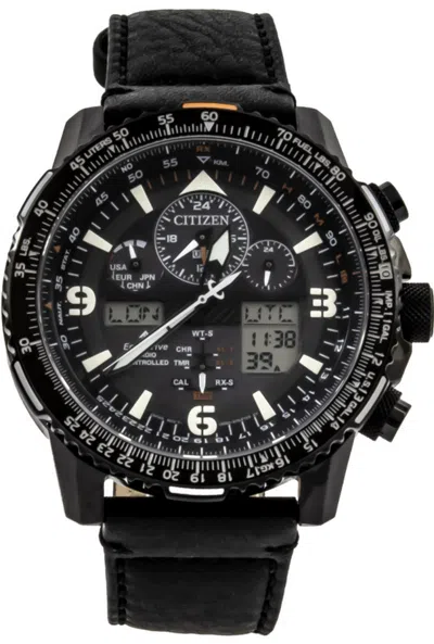 Pre-owned Citizen Sky Promaster World Time Black Dial Sapphire Men's Watch Jy8085-14h