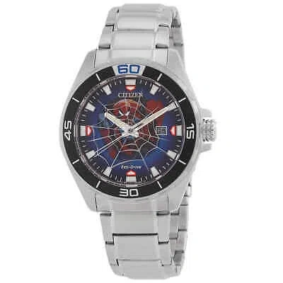 Pre-owned Citizen Spider-man Eco-drive Blue Dial Men's Watch Bm7610-52w