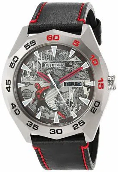 Pre-owned Citizen Spider-man Limited Edition Titanium Eco-drive Watch Aw0061-01w -