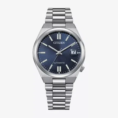 Citizen Sport Luxury Auto Mens Automatic Silver Tone Stainless Steel Bracelet Watch Nj0200-50m In Pink