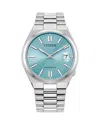 Citizen Unisex Sport Luxury Automatic Tsuyosa Silver-tone Stainless Steel Bracelet Watch 37mm In Blue/silver