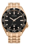 Citizen Sport Luxury Mens Rose Goldtone Stainless Steel Bracelet Watch Aw1773-55e In Gold