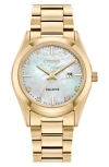 Citizen Sport Luxury Womens Gold Tone Stainless Steel Bracelet Watch Ew2702-59d In Gold