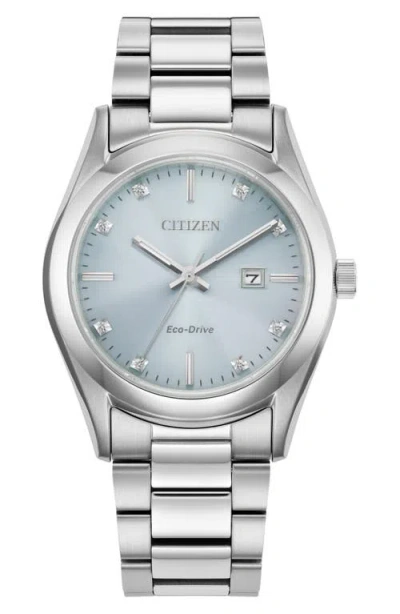 Citizen Sport Luxury Womens Silver Tone Stainless Steel Bracelet Watch Ew2700-54l In Gray