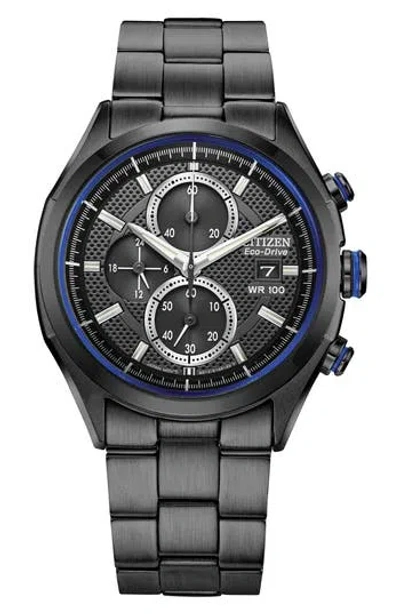 Citizen Sports Three Hand Quartz Chronograph Bracelet Watch, 41mm In Gray