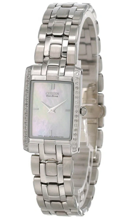 Pre-owned Citizen Stiletto Eco Drive Mop Dial Ss Women's Watch Eg3170-54d