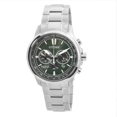 Citizen Super Titanium Chronograph Eco-drive Green Dial Men's Watch Ca4570-88x