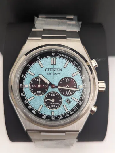 Pre-owned Citizen Super Titanium Sapphire Forza Chronograph Blue Dial Watch Ca4610-85m