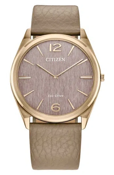 Citizen Suratto Eco-drive Leather Strap Watch, 38.4mm X 4.71mm In Nude