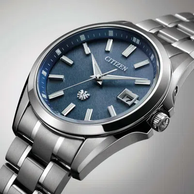 Pre-owned Citizen The  Aq4091-56m Eco-drive Titanium Indigo-dyed Japanese Paper Dial Watch