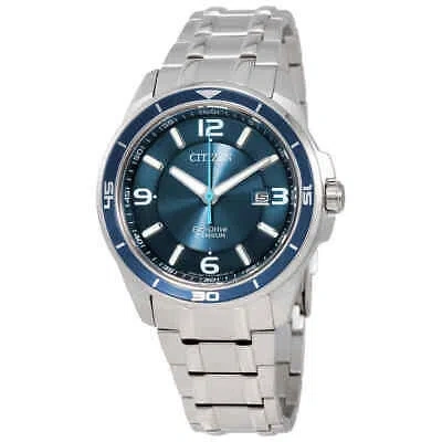 Pre-owned Citizen Ti+ip Blue Dial Titanium Men's Watch Bm6929-56l