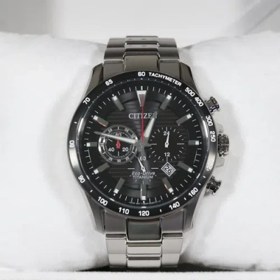 Pre-owned Citizen Titanium Black Dial Chronograph Men's Watch