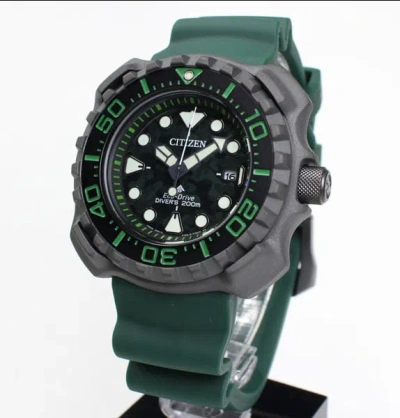 Pre-owned Citizen Titanium Promaster Green Men's Dive Eco-drive Sports Watch Bn0228-06w