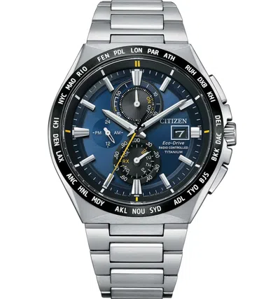 Pre-owned Citizen Titanium Radio Controlled Blue Dial Sapphire Crystal Watch At8234-85l