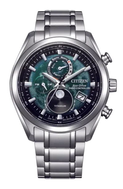 Pre-owned Citizen Tsuki-yomi By1010-81x Titanium Duratect Perpetual Global Radiocontrolled