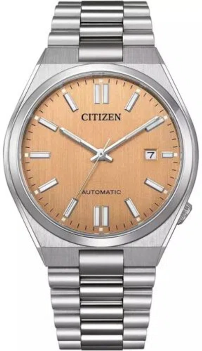 Pre-owned Citizen Tsuyosa Automatic Men's Stainless Steel Salmon Watch Nj0159-86z Japan