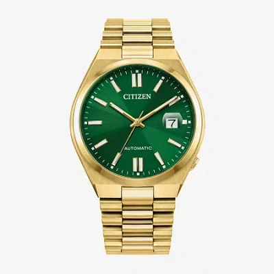 Citizen Tsuyosa Mens Automatic Gold Tone Stainless Steel Bracelet Watch Nj0152-51x In Green