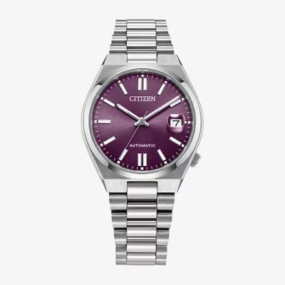 Citizen Tsuyosa Mens Automatic Silver Tone Stainless Steel Bracelet Watch Nj0200-50w In Purple